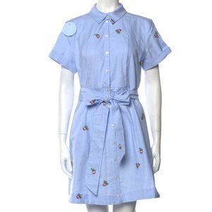 Hill House Laura Dress, Oxford Blue Floral Embroidery